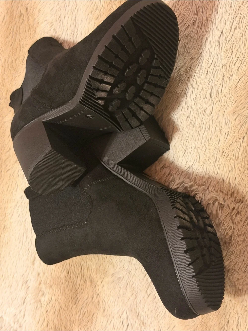 Dream Pairs Black Suede Block Heel Ankle Booties